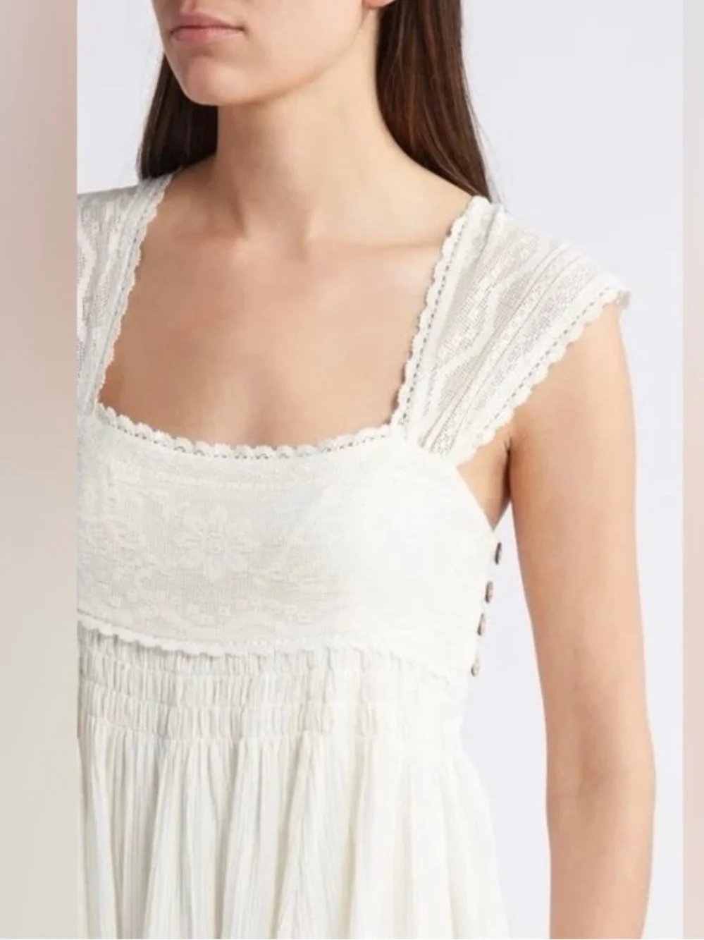 Free People | NWT Heartland Embroidered Bodice Mini Dress in Ivory XL